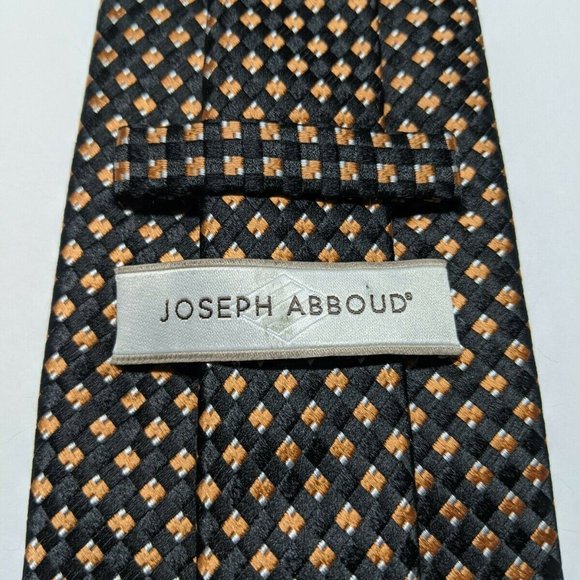 Joseph Abboud Black and Orange Plaids & Checks Tie - Picture 4 of 6